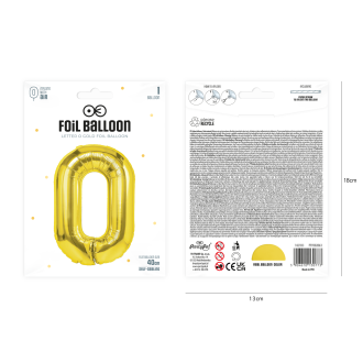 Zlati folijski balon črka O 40 cm