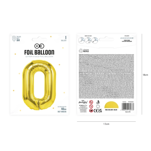 Zlatý fóliový balón písmeno O 40 cm Zlatý fóliový balón písmeno O 40 cm