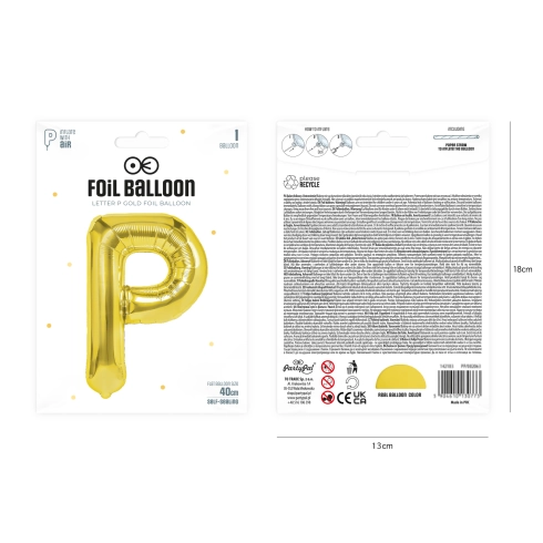 Zlatý fóliový balón písmeno P 40 cm Zlatý fóliový balón písmeno P 40 cm