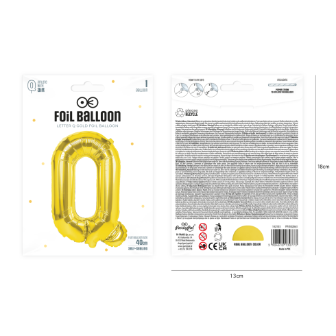 Arany fóliás Q betű lufi 40 cm Arany fóliás Q betű lufi 40 cm