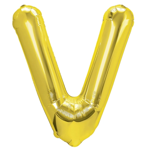 Zlatý fóliový balón písmeno V 40 cm