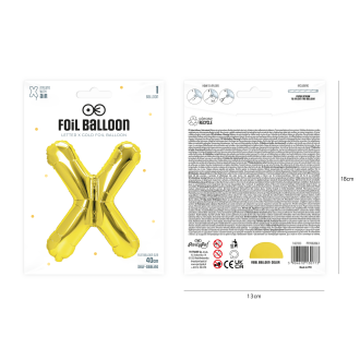 Zlati folijski balon črka X 40 cm