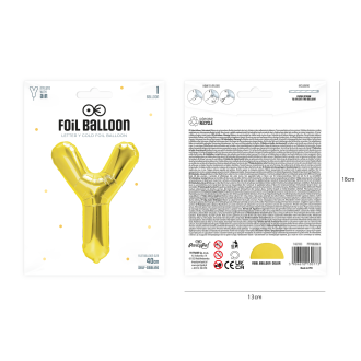 Zlati folijski balon črka Y 40 cm