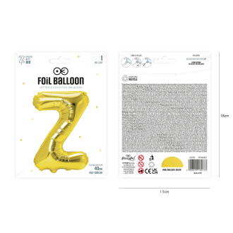 Zlati folijski balon črka Z 40 cm
