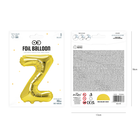 Arany fóliás lufi Z betű, 40 cm Arany fóliás lufi Z betű, 40 cm
