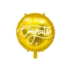 Balon din folie auriu „Felicitări”, 35 cm – lucios, rotund, pentru petreceri
