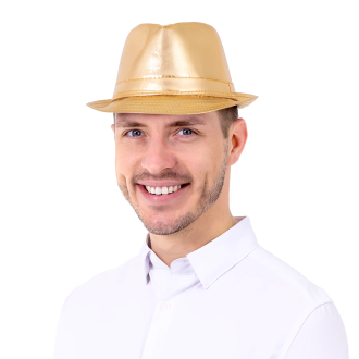 Zlatý klobúk z imitácie kože na párty
