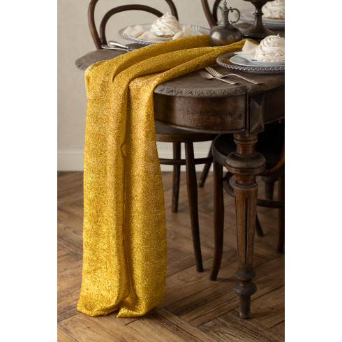 Zlaten kovinski tekač za mizo 36 cm × 3 m – praznična dekoracija