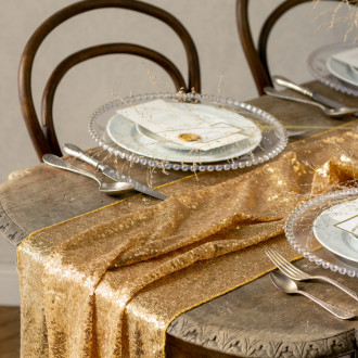 Zlati bleščeči namizni šal z bleščicami 30x500 cm – slavnostna dekoracija