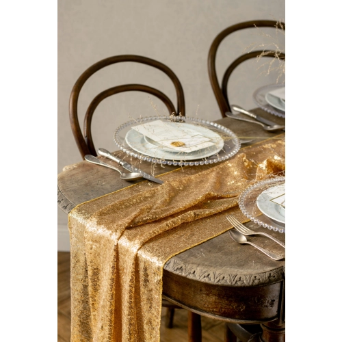 Zlatý trblietavý šerpa na stôl s flitrami 30x500 cm – slávnostná dekorácia