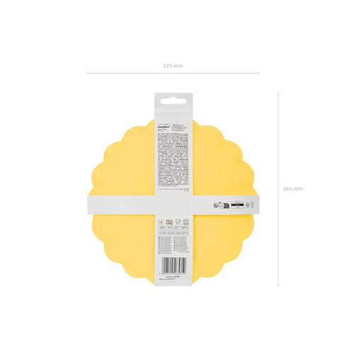 Rumeni plastični krožniki z valovitim robom 22 cm – večkratna uporaba, 4 kosi