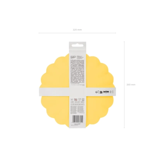 Farfurii din plastic galbene cu margine ondulată 22 cm – reutilizabile, 4 buc.