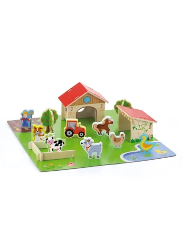 Detské drevené 3D puzzle Viga Farma 30 dielov