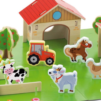 Detské drevené 3D puzzle Viga Farma 30 dielov