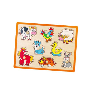 Detské drevené puzzle s úchytmi Viga Farma 8 dielov