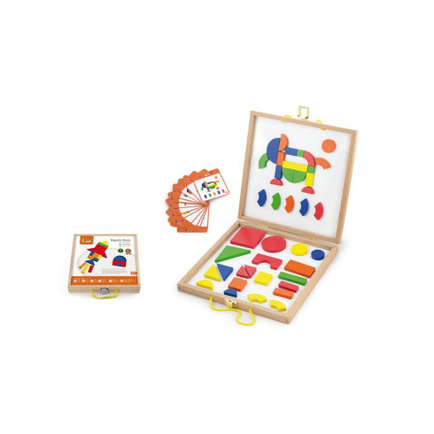 Detský drevený kufrík s magnetickými kockami Viga 42 dielov