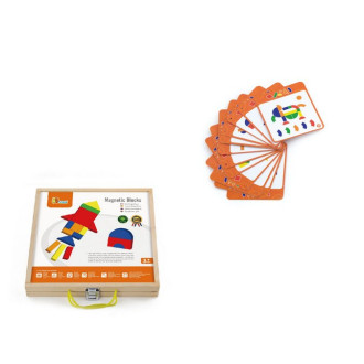 Detský drevený kufrík s magnetickými kockami Viga 42 dielov
