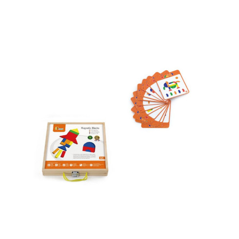 Detský drevený kufrík s magnetickými kockami Viga 42 dielov