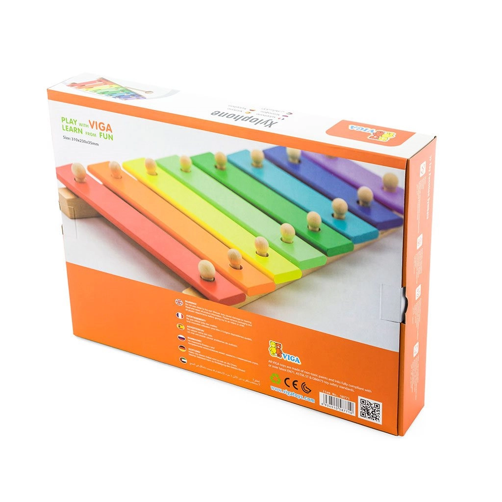 Detský drevený xylofón Viga farebný