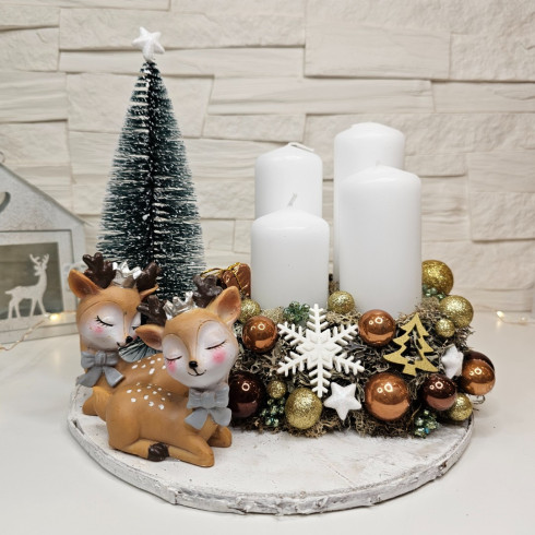 Adventný veniec Bambi - biely 25 cm