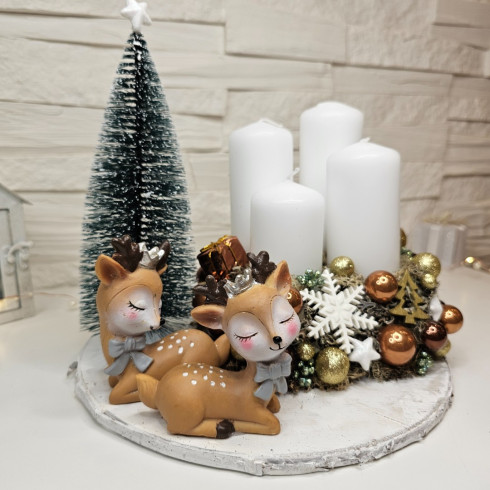 Adventný veniec Bambi - biely 25 cm