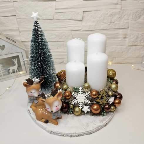Adventný veniec Bambi - biely 25 cm