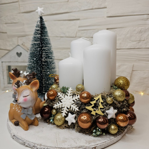 Adventný veniec Bambi - biely 25 cm