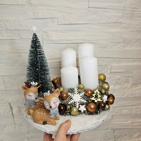 Adventný veniec Bambi - biely 25 cm