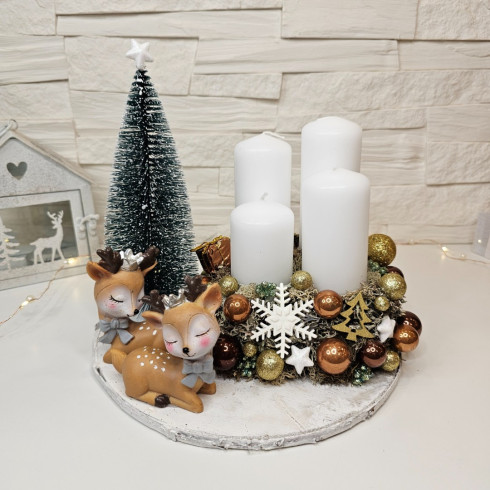 Adventný veniec Bambi - biely 25 cm