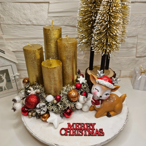Adventný veniec Bambi, zlatý  - 25 cm