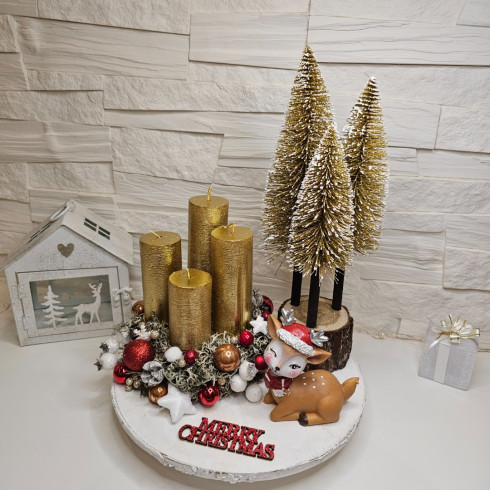 Adventný veniec Bambi, zlatý  - 25 cm