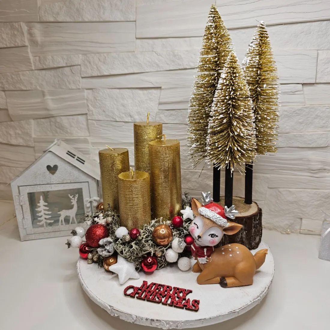 Adventný veniec Bambi, zlatý  - 25 cm