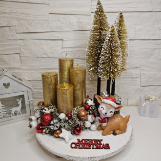 Adventný veniec Bambi, zlatý  - 25 cm