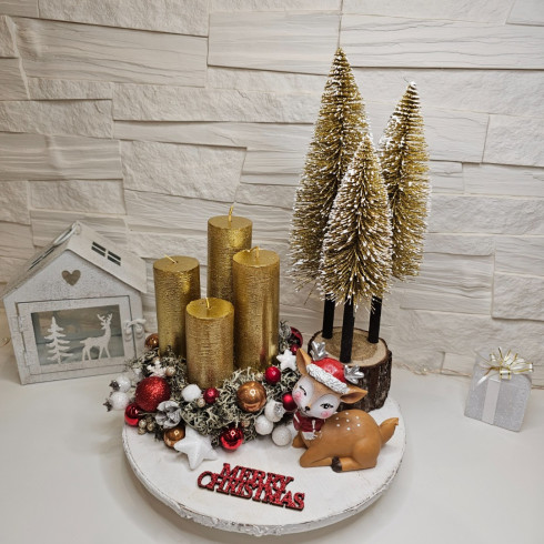 Adventný veniec Bambi, zlatý  - 25 cm