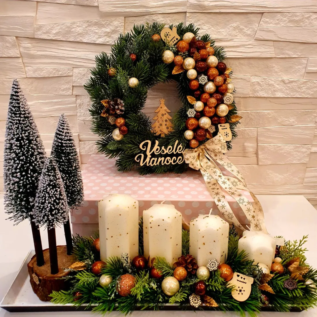 Adventný veniec, hnedý 30 cm