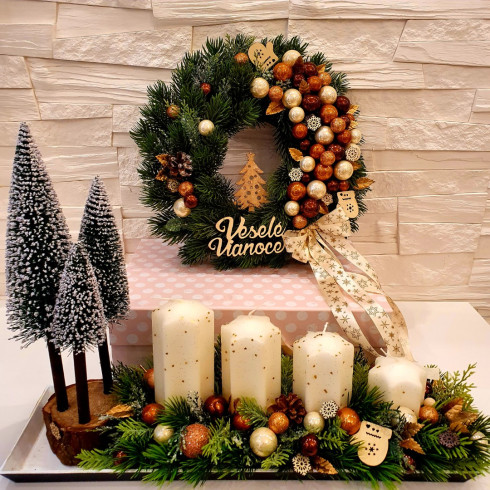 Adventní věnec, hnědý 30 cm