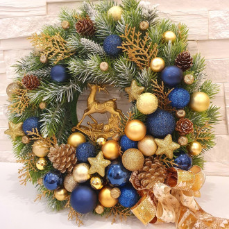 Adventný veniec, modrý 35 cm