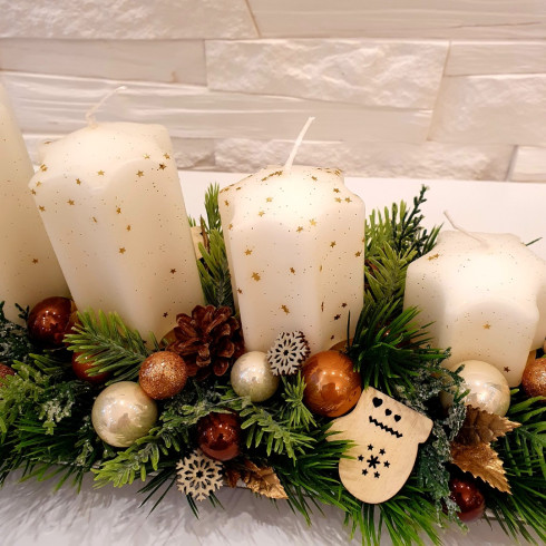 Adventní věnec se stromky, hnědý 44 cm