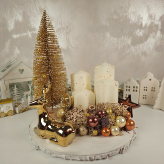 Adventný veniec so zlatým sobom  27 cm zlatý