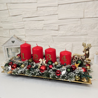 Adventný veniec - štóla 35 cm, červená