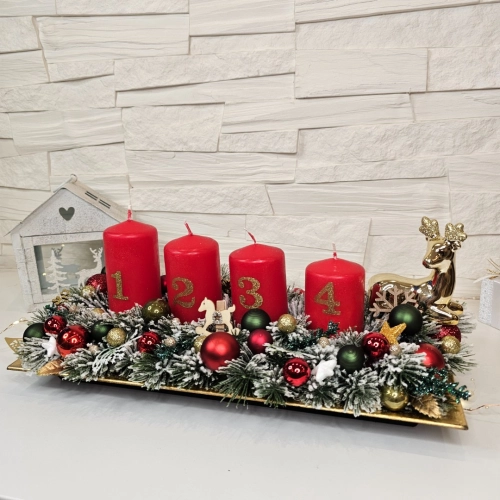 Adventní věnec 35 cm, červený