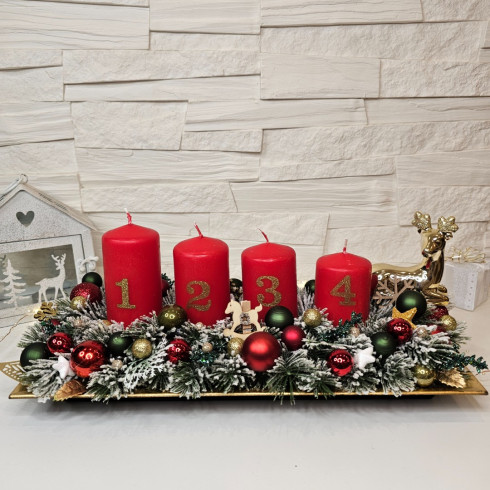 Adventní věnec 35 cm, červený