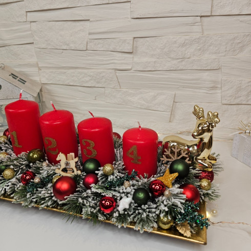 Adventní věnec 35 cm, červený