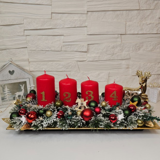 Adventný veniec - štóla 35 cm, červená