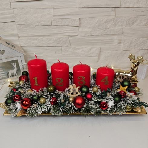 Adventní věnec 35 cm, červený