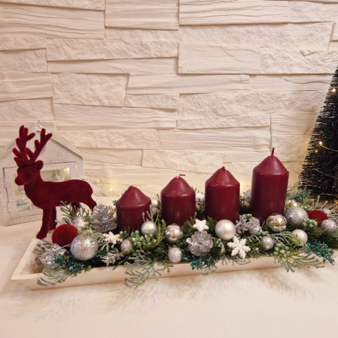 Adventný veniec - štóla bordová, 40 cm