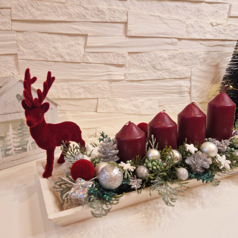Adventný veniec - štóla bordová, 40 cm