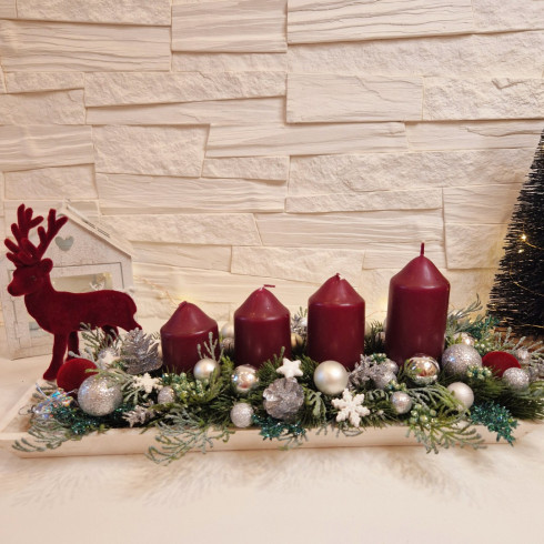 Adventný veniec - štóla bordová, 40 cm