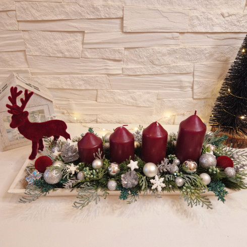 Adventný veniec - štóla bordová, 40 cm