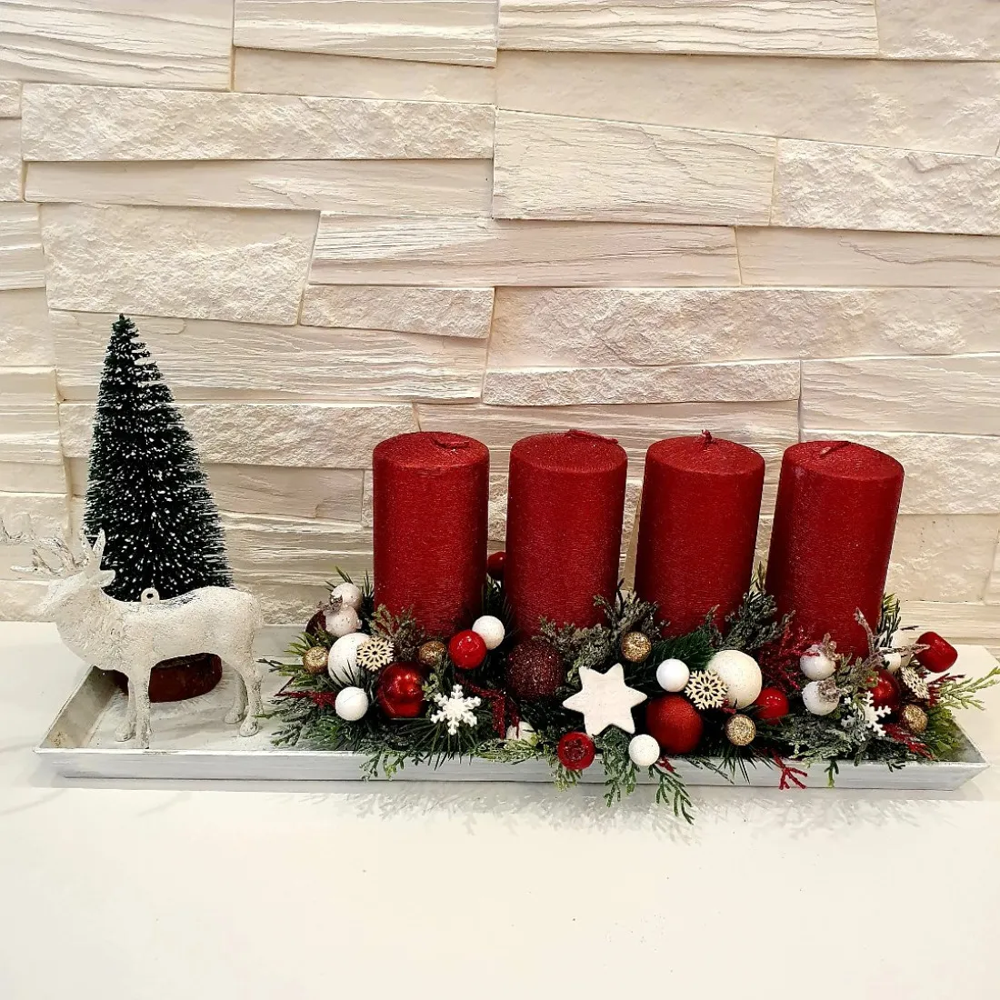 Adventní věnec - štola červená, 44 cm